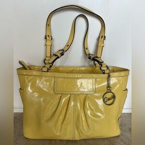 Coach purse - yellow pattened leather